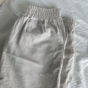 Djerf Ave Beige and White Stripe Breezy Pants